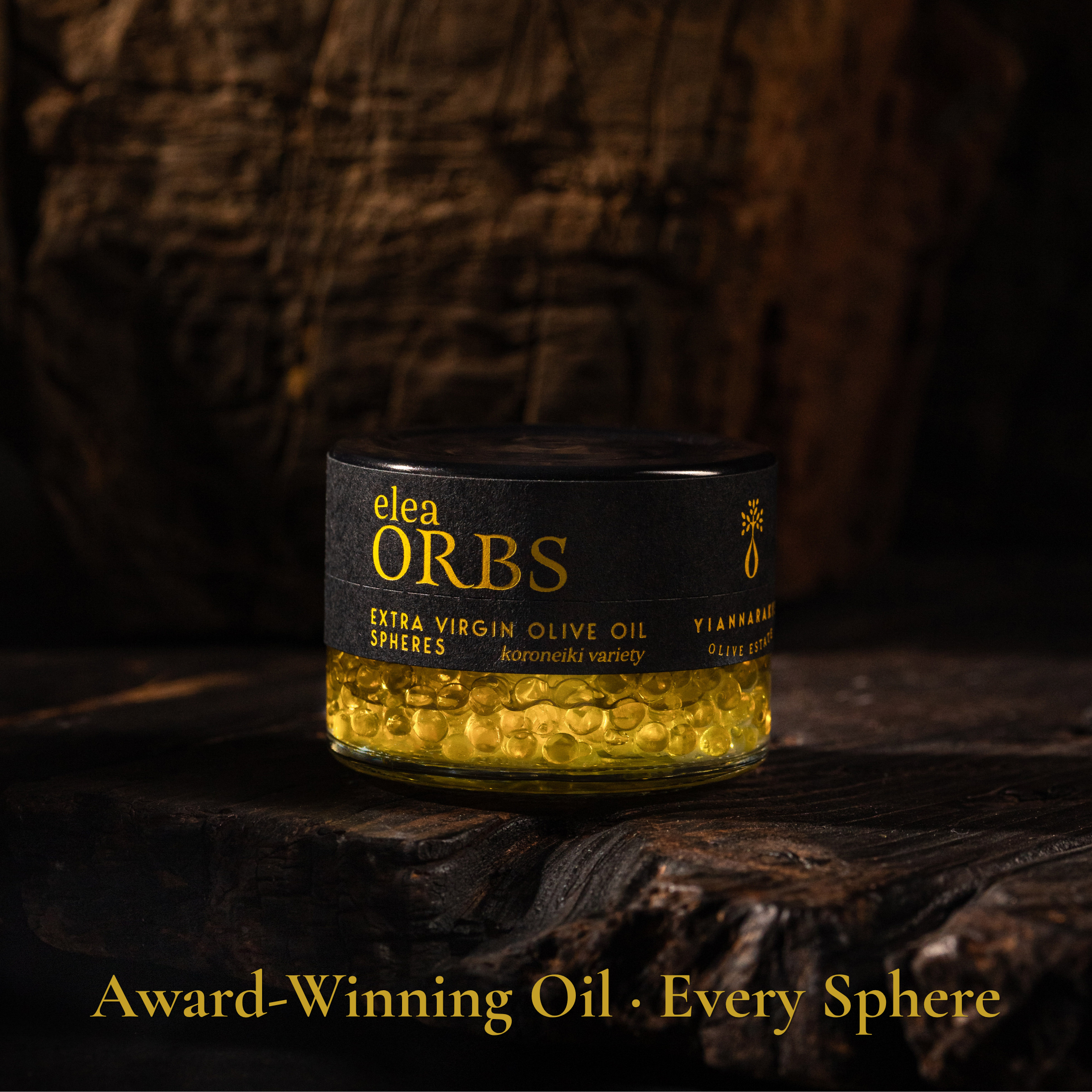 Elea Orbs high polyphenol olive oil spheres 1250 mg kg Cretan EVOO